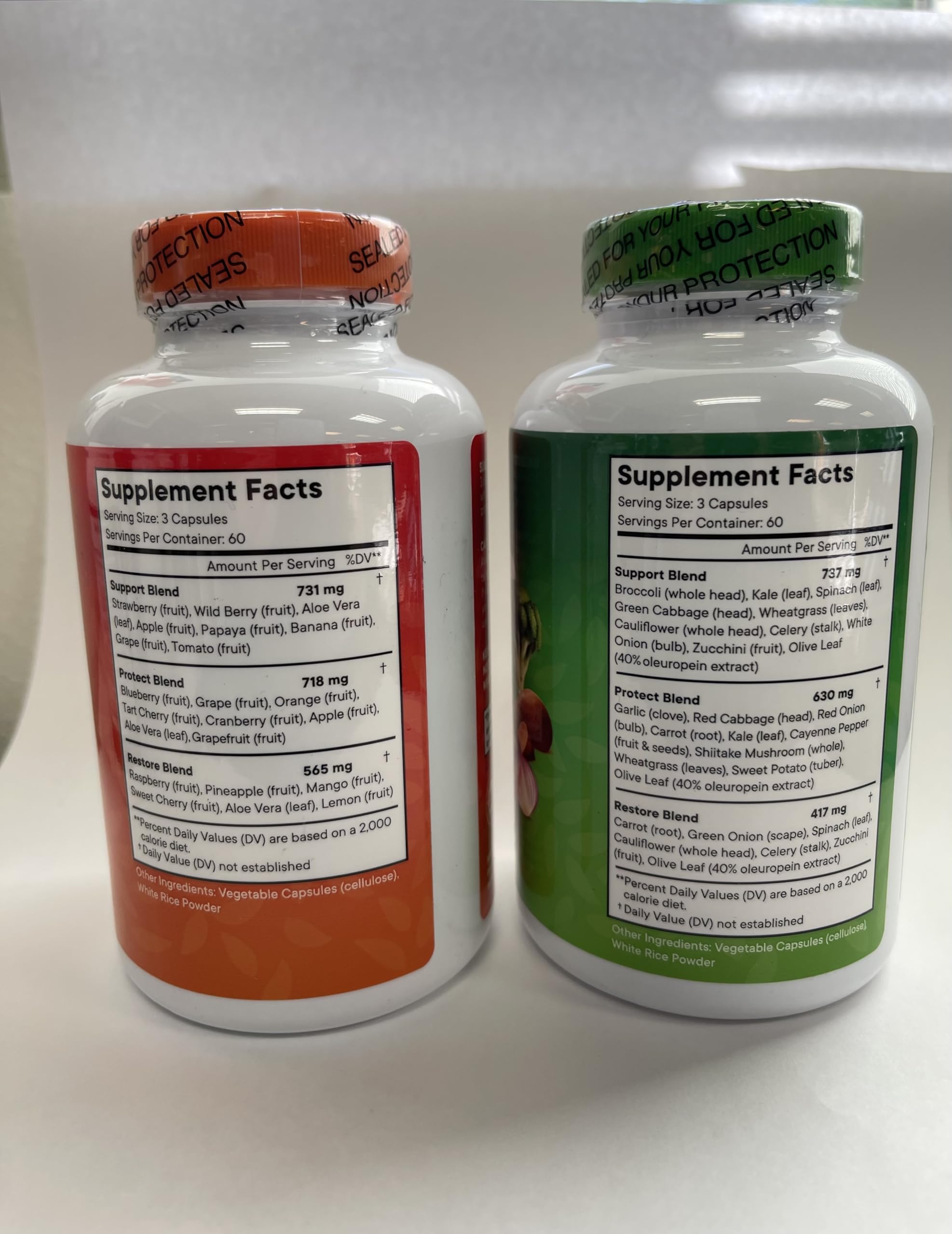 Serving size and directions on bottle label