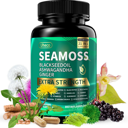 Front view of Superfood Irish Sea Moss Capsules bottle - 90 count