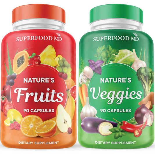 Pack of 2 bottles of Superfood MD Fruits & Veggies supplement