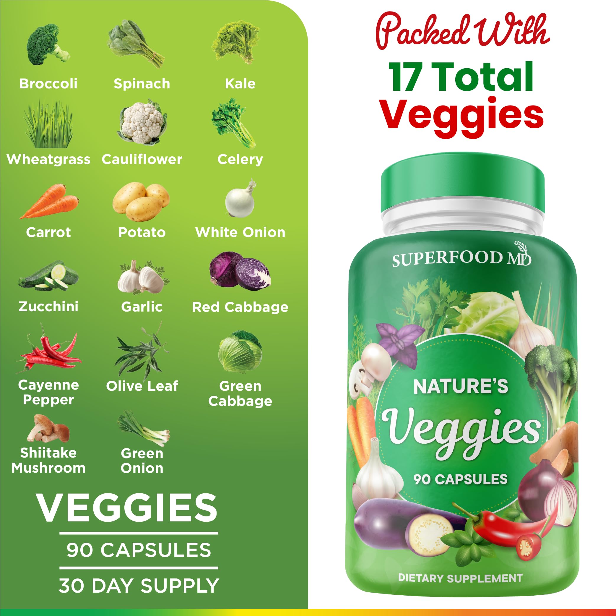 Illustration of vegetables including kale, spinach, broccoli with olive leaf