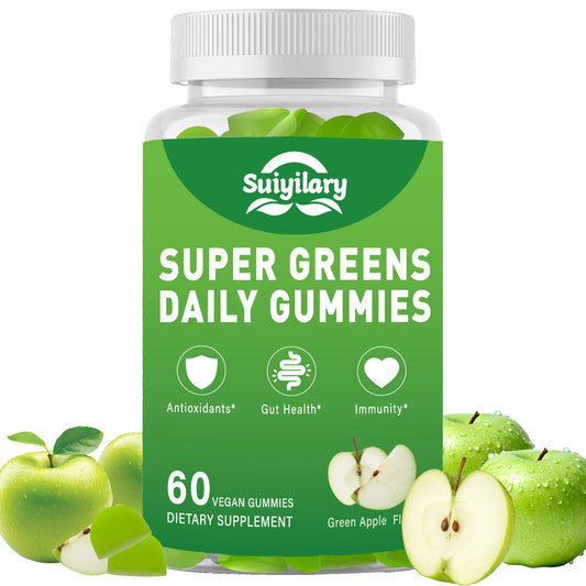 Front view of Supergreens Gummies Apple Flavor 60 count package