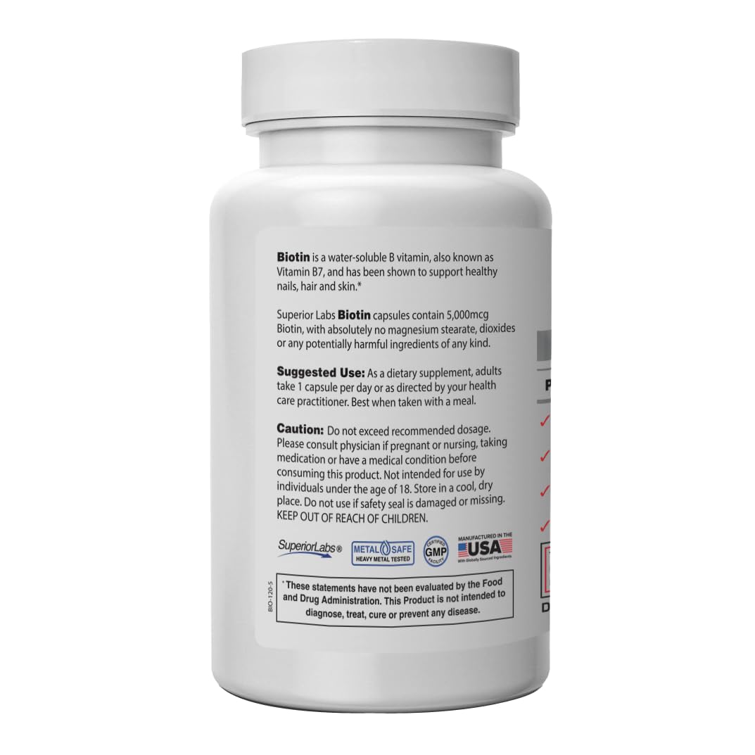 Biotin 5000 mcg promotes hair growth