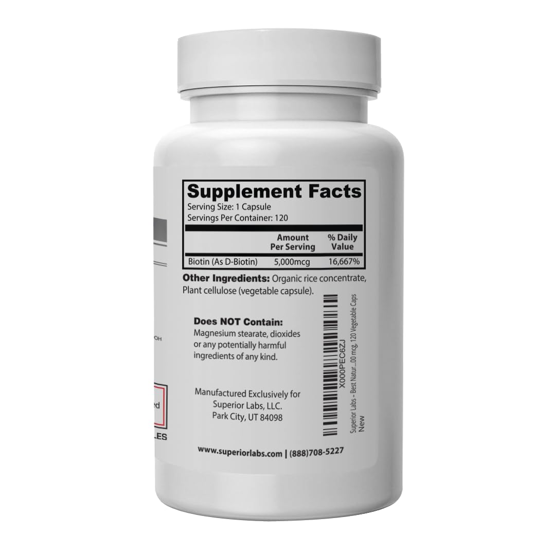 Biotin 5000 mcg supports nails and lashes growth