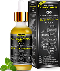 Superior Oregano Oil X95 bottle front view highlighting high carvacrol potency for bold flavor.