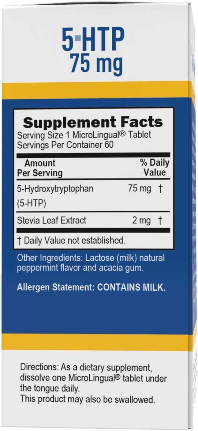 Front packaging label for Superior Source 5-HTP 75 mg