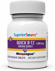 Close-up of Vitamin B-12 1000 mcg information on packaging