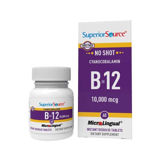 Superior Source B-12 10000 mcg cyanocobalamin dissolvable tablet package