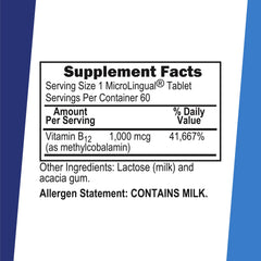 Sublingual B-12 packaging and bottle