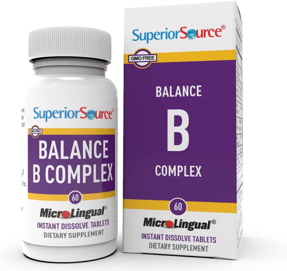 Front view of Superior Source Balance B Complex packaging with 60 tablets