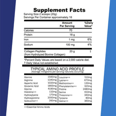 Serving scoop showing 20 g hydrolyzed collagen per serving