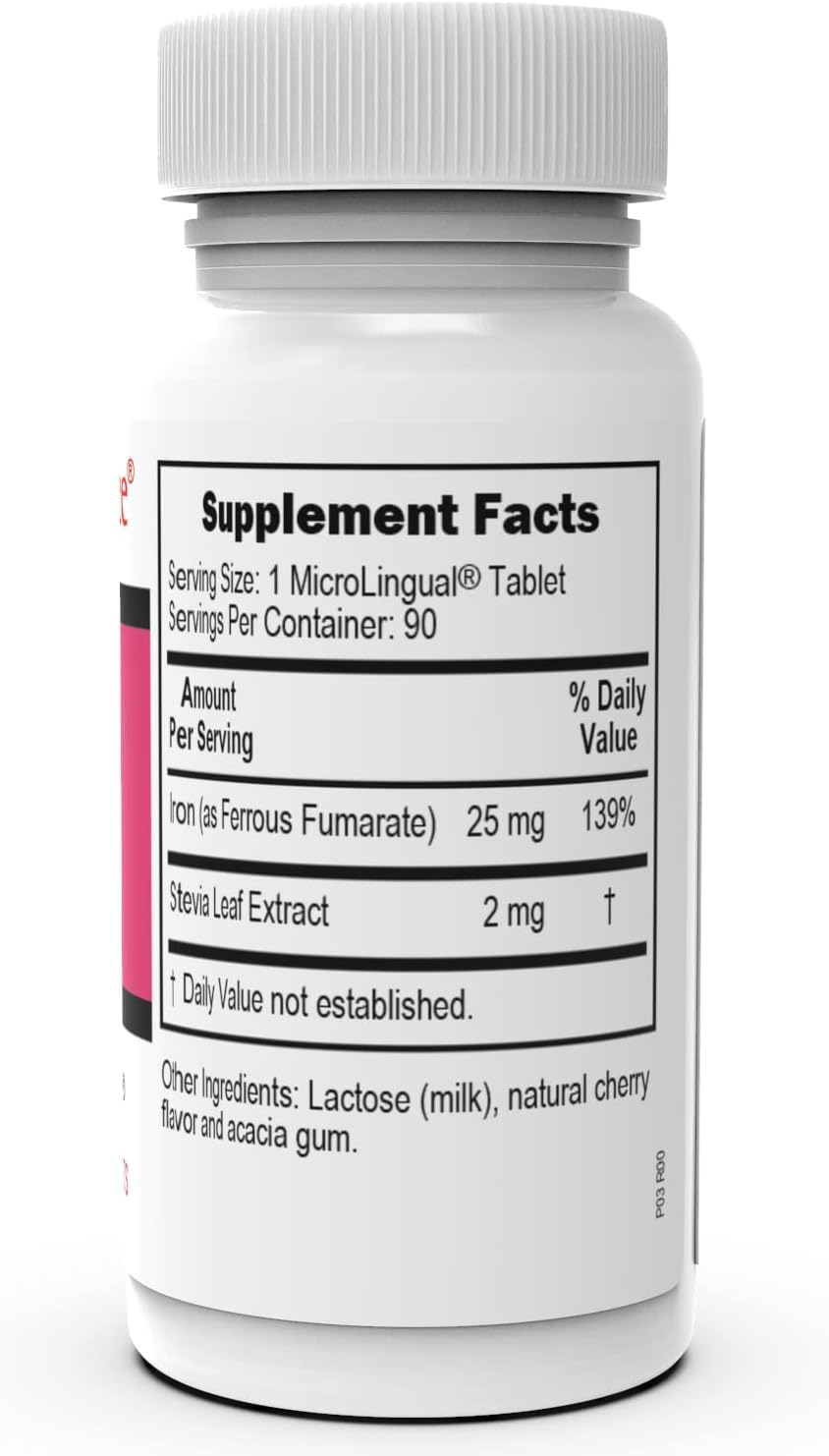 Label detail: ferrous fumarate 25 mg per serving