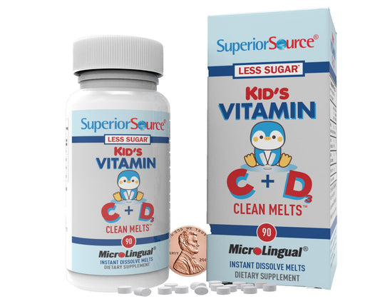 Close-up of kid-friendly C & D3 microLingual tablets