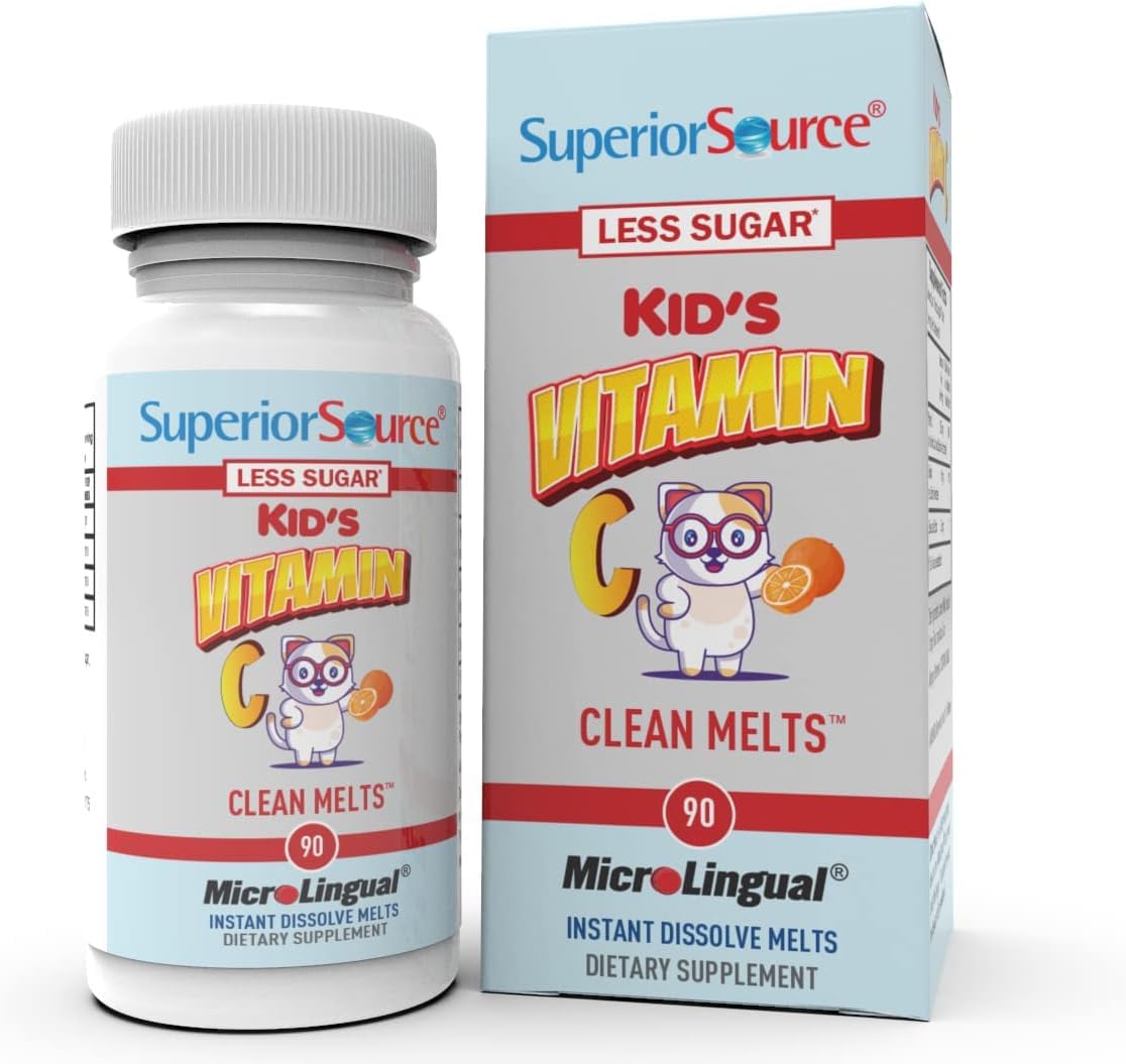 Front view of Superior Source Kid's Vitamin C Clean Melts bottle