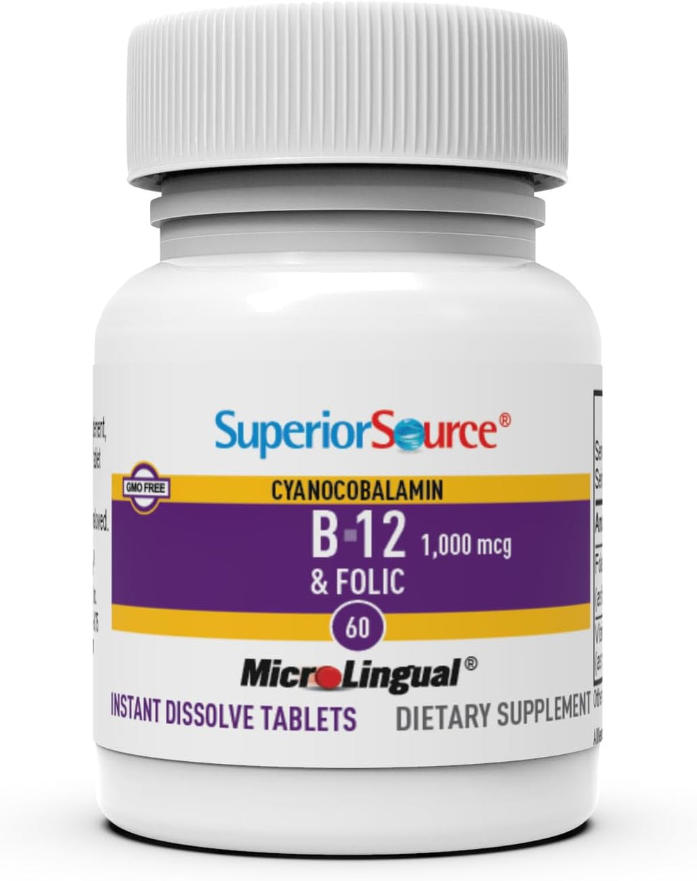 B-12 cyanocobalamin 1000 mcg and folic acid 400 mcg tablets close-up