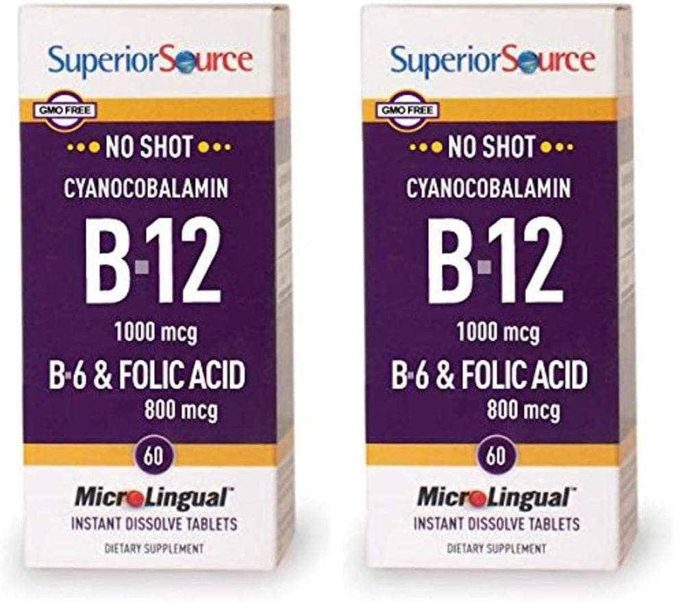 Front view of Superior Source No Shot B-12 B-6 Folic Acid bottle