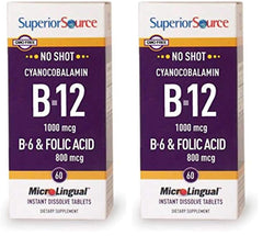 Front view of Superior Source No Shot B-12 B-6 Folic Acid bottle
