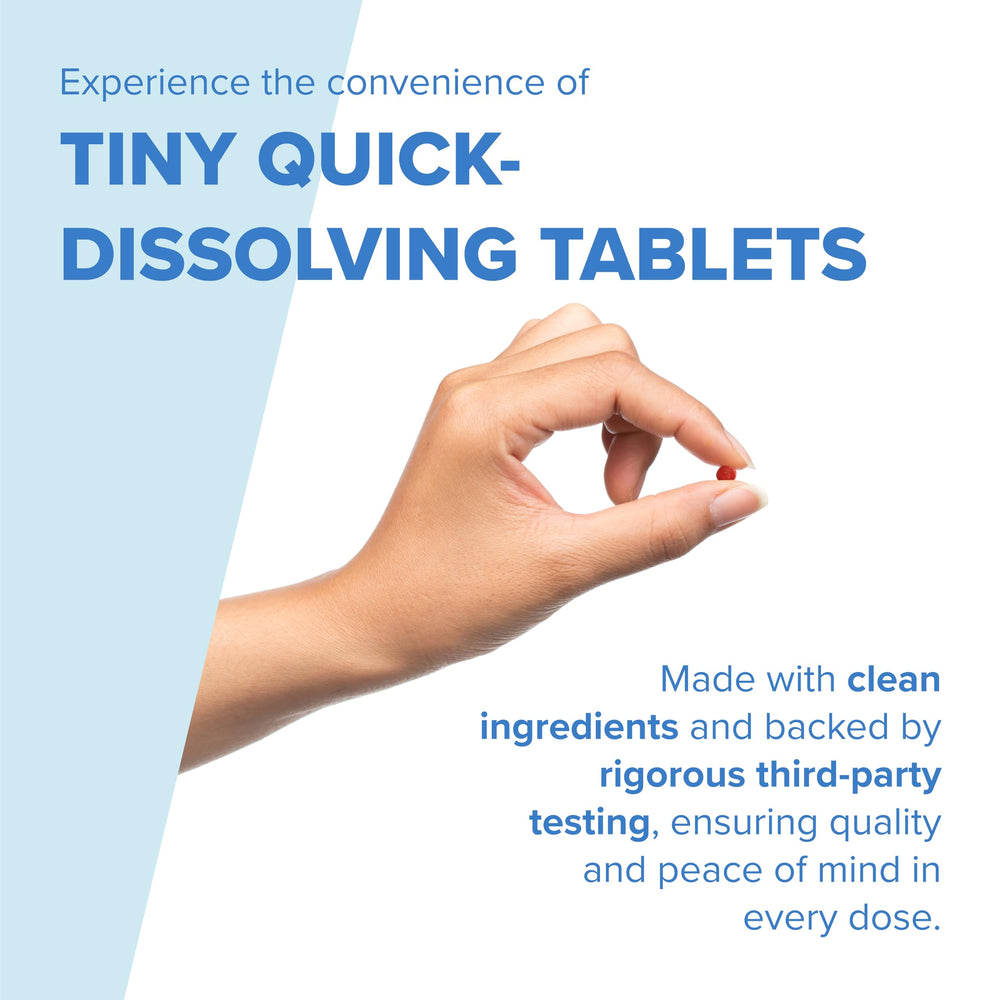 Sublingual dissolving tablet shown for quick absorption