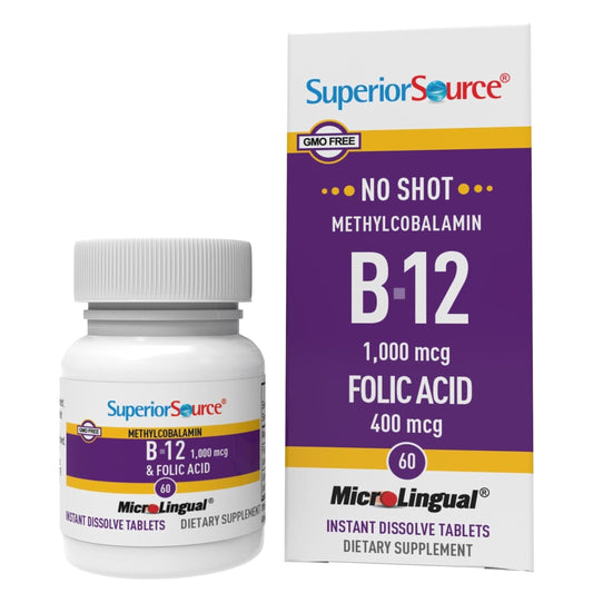Sublingual No Shot Methylcobalamin B12 with Folic Acid tablet