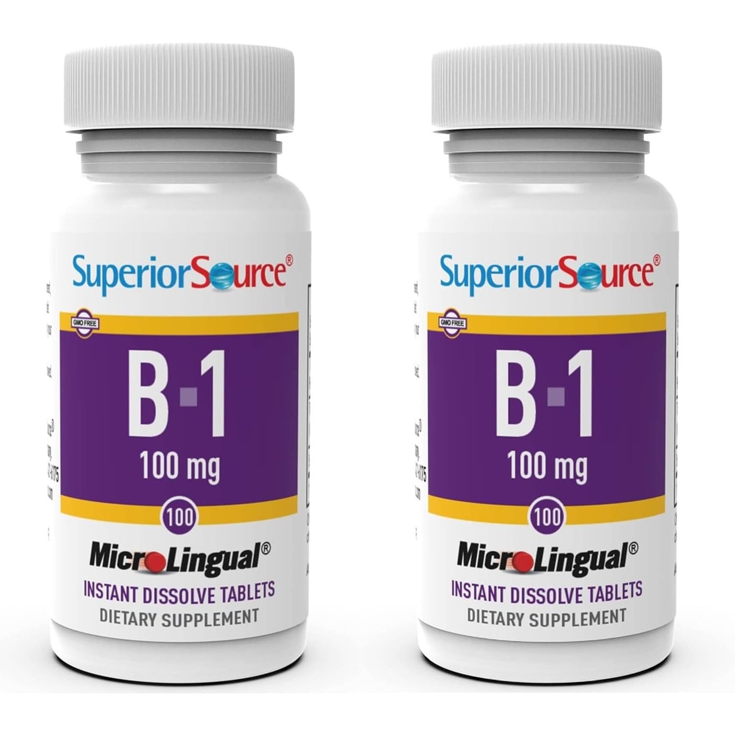 Packaging of Superior Source Vitamin B1 Thiamin 100 mg MicroLingual tablets, 2-pack