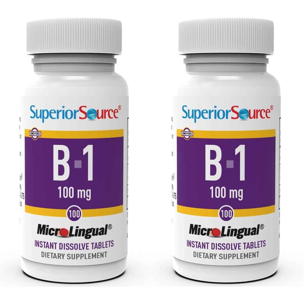 Packaging of Superior Source Vitamin B1 Thiamin 100 mg MicroLingual tablets, 2-pack