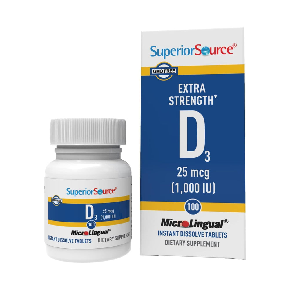 Bottle of Superior Source Vitamin D3 1000 IU sublingual tablets