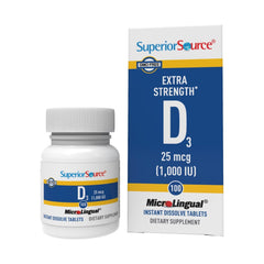 Bottle of Superior Source Vitamin D3 1000 IU sublingual tablets