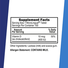 Front view of Superior Source Vitamin D3 400 IU bottle