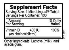 Close-up of Vitamin D3 400 IU tablets dissolving under the tongue