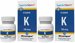 Front view of Superior Source Vitamin K 100 mcg bottle with blister packs