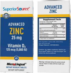 Dissolvable MicroLingual zinc tablets dissolve under the tongue