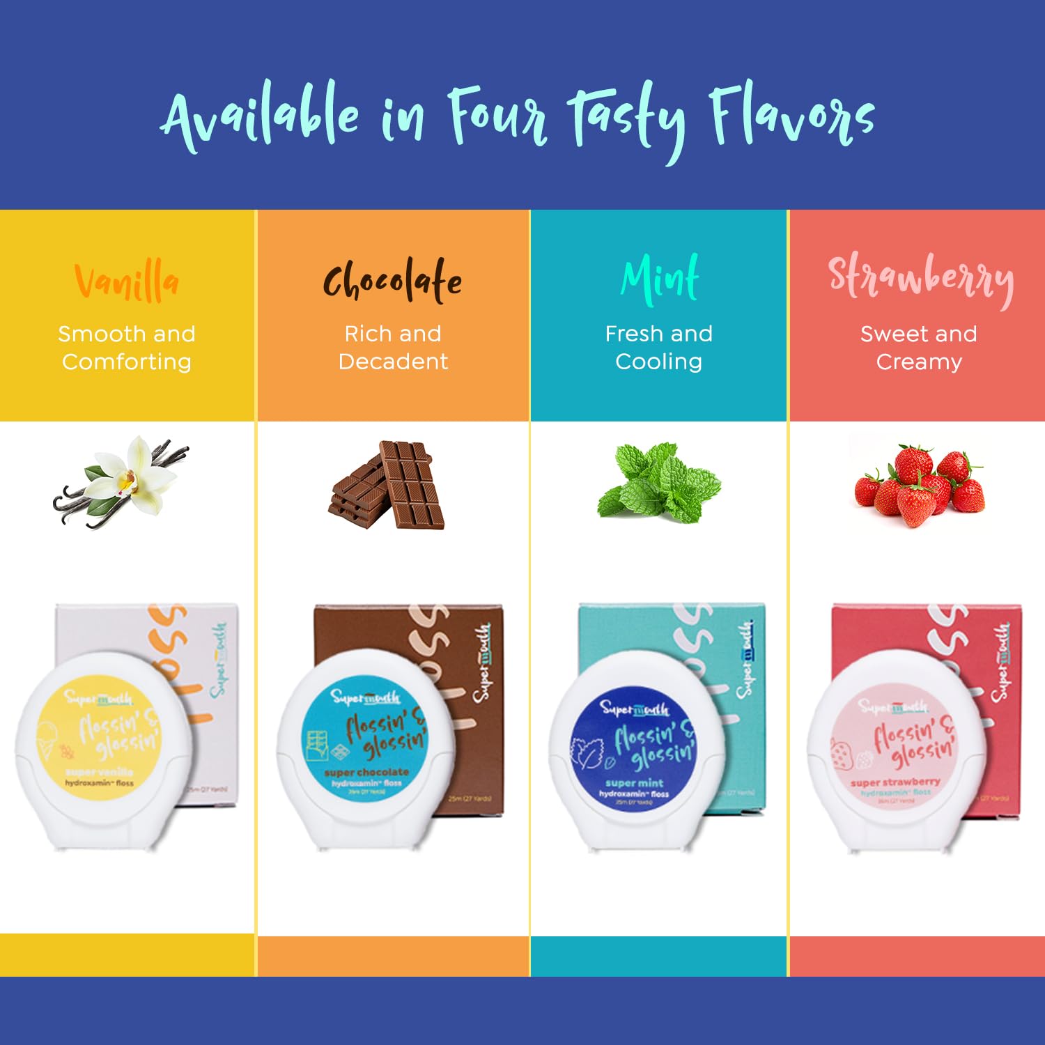 Mint flavored floss in use