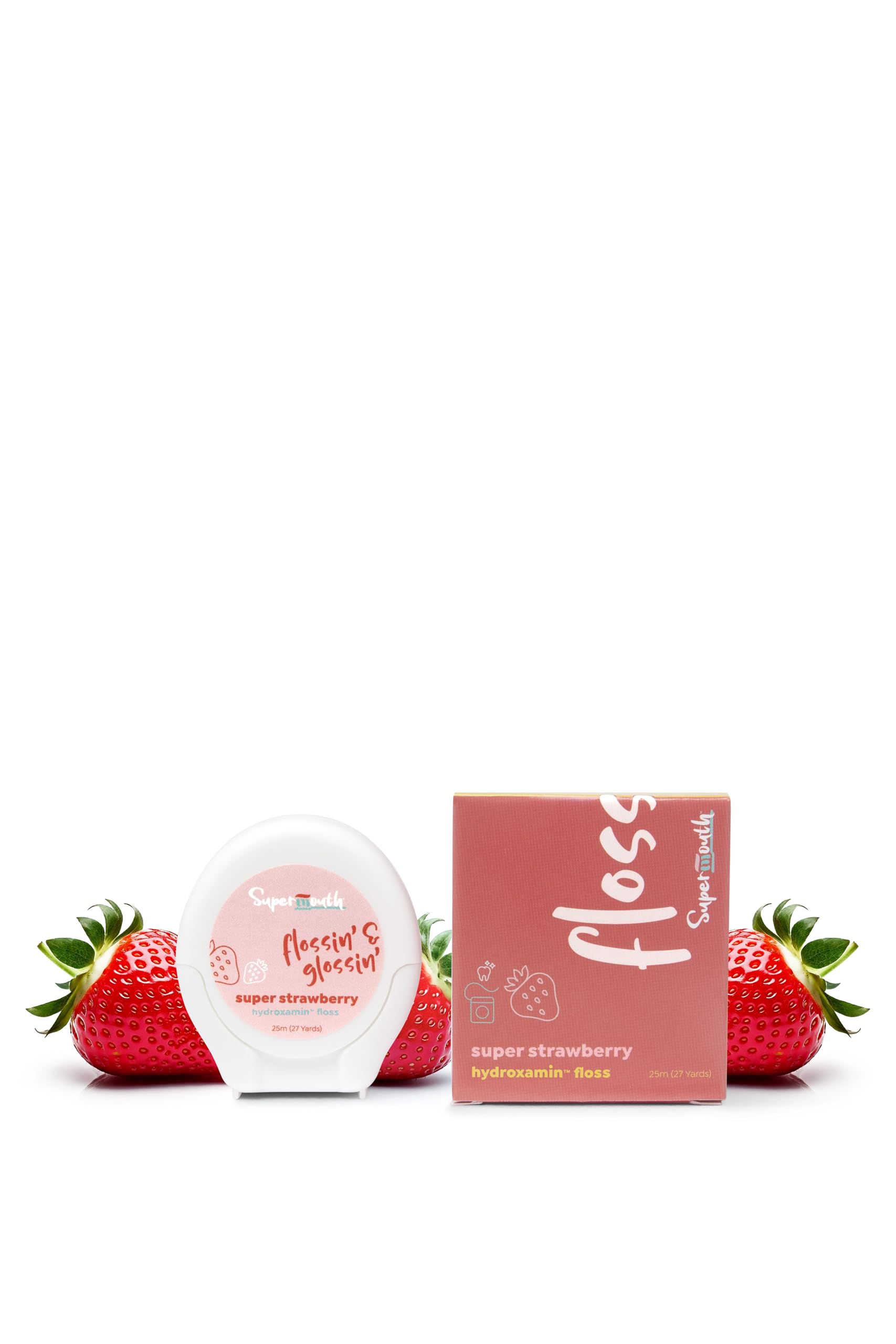 SuperMouth fluoride-free expanding floss package with floss fibers