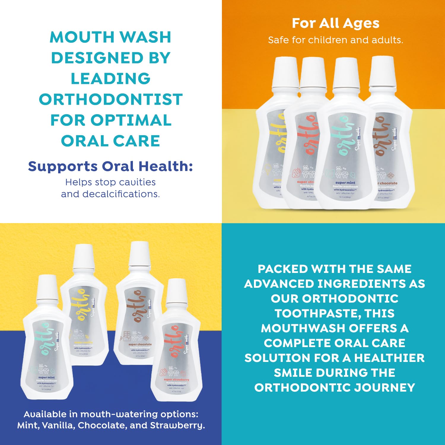 Braces and teeth protected by SuperMouth Ortho Mouthwash