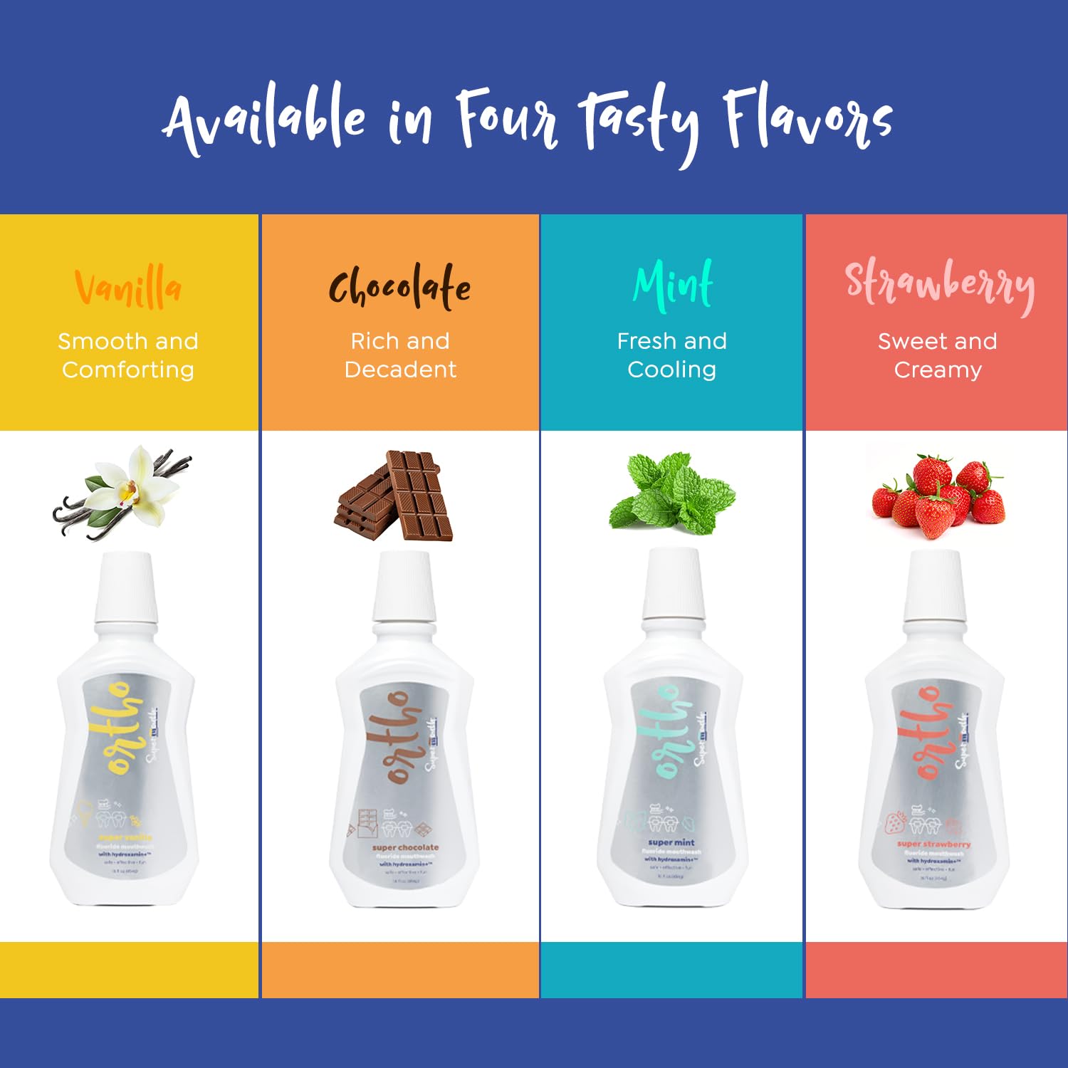 Strawberry-flavor SuperMouth Ortho Mouthwash bottle