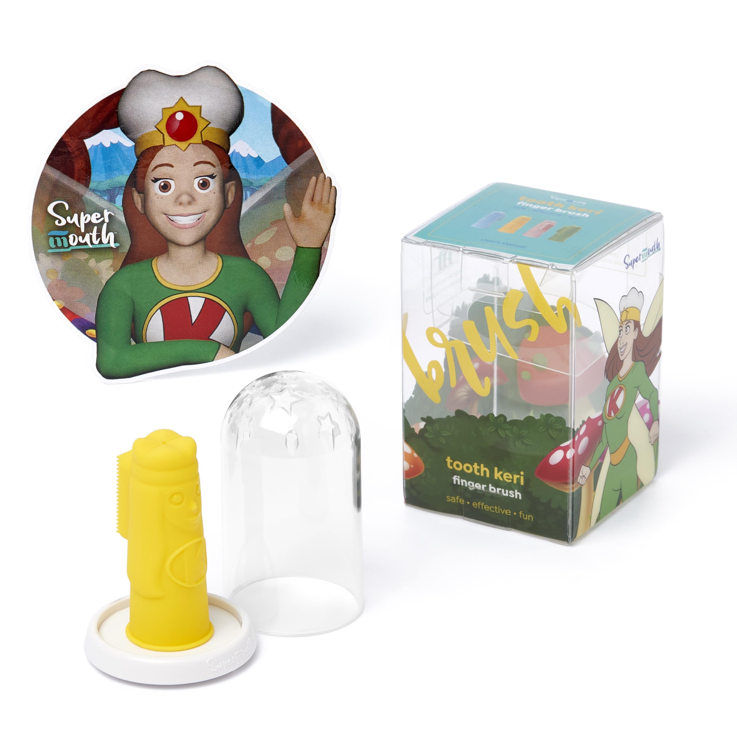 Front view of SuperMouth Tooth Keri Baby Finger Brush