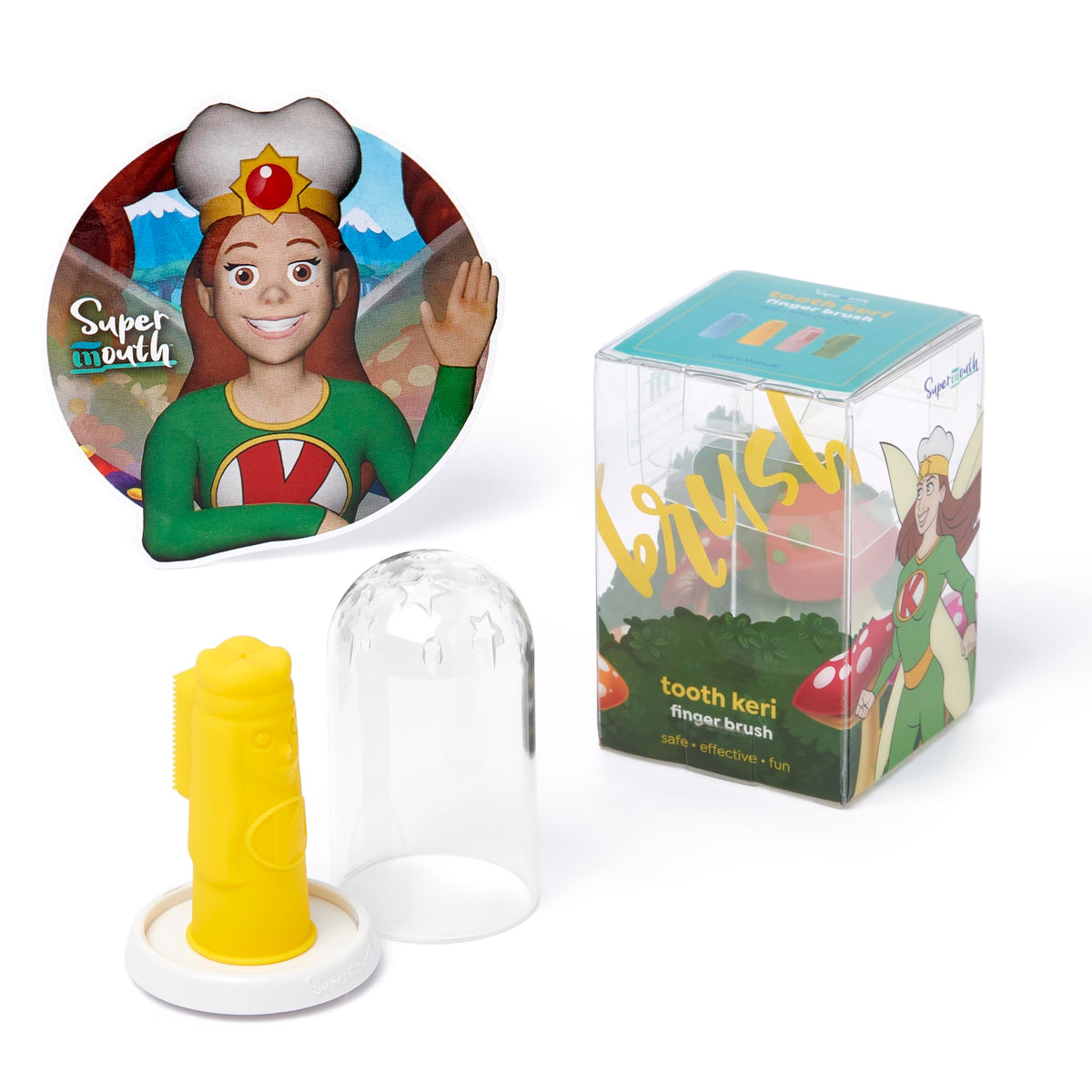 Front view of SuperMouth Tooth Keri Baby Finger Brush