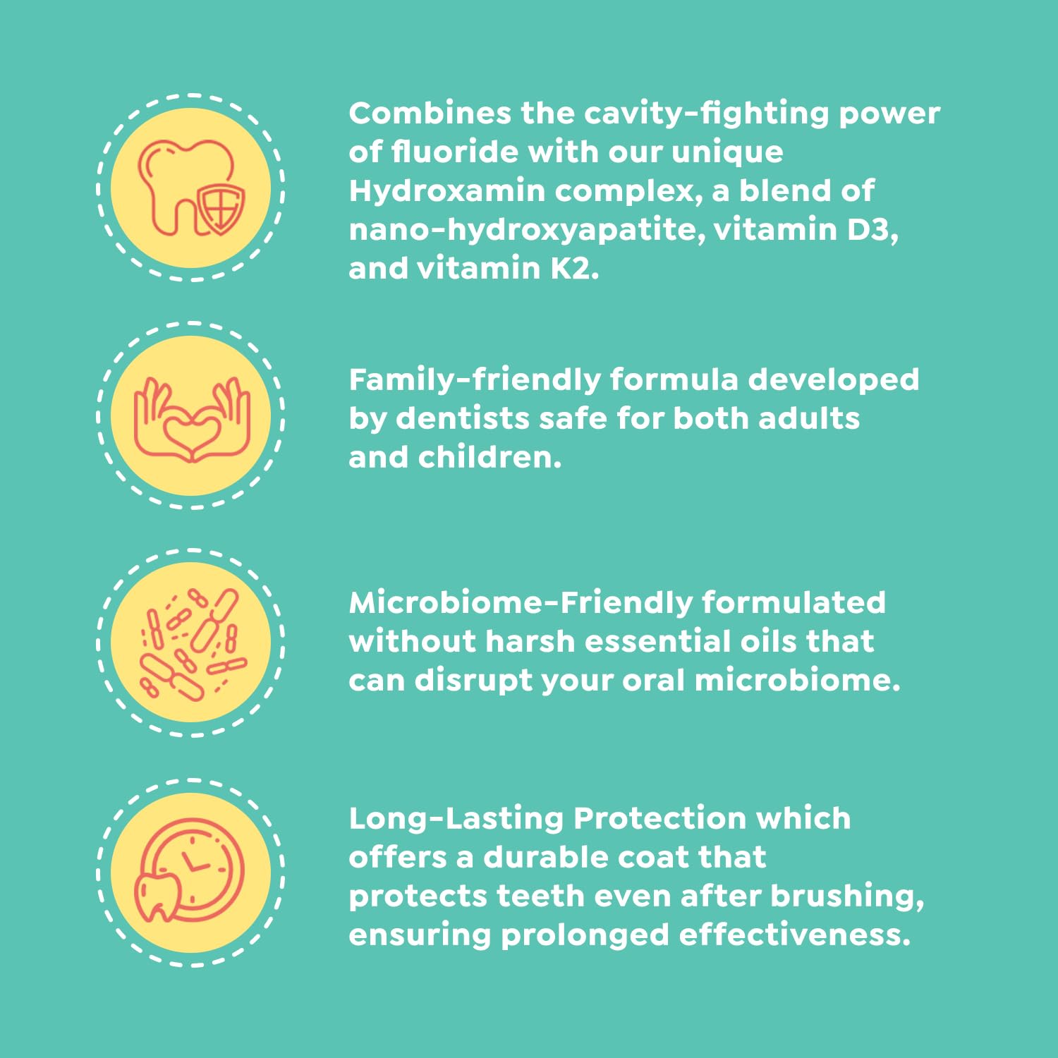 Close-up of toothpaste ingredients highlighting nano-hydroxyapatite and fluoride