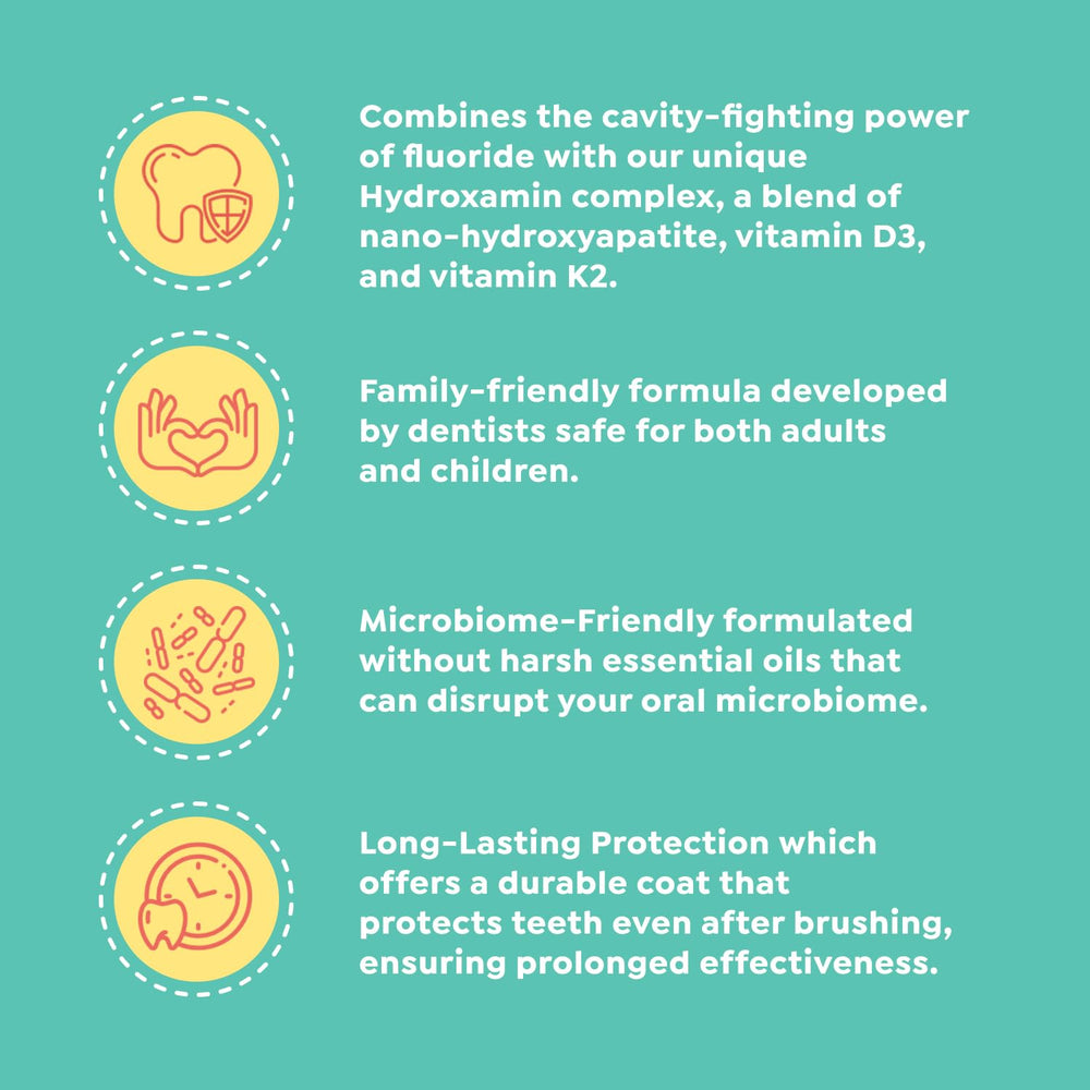 Close-up of toothpaste ingredients highlighting nano-hydroxyapatite and fluoride