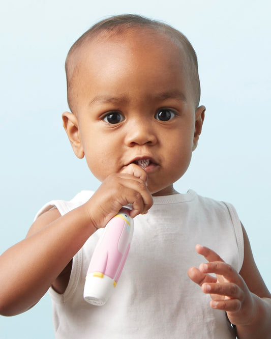 Close-up of ultra-soft bristles for delicate baby gums