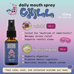 Close-up view of the 30ml mushroom spray bottle and nozzle