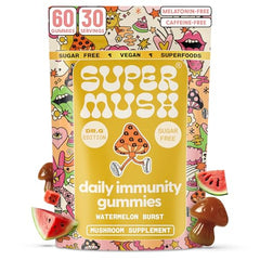Bottle of SuperMush Dr. G Daily Greens Gummies with label front view