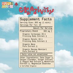 Hero ingredients display: cordyceps, reishi, maca and bacopa