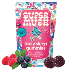 Front view of SuperMush Sleep Gummies bottle (60-count).