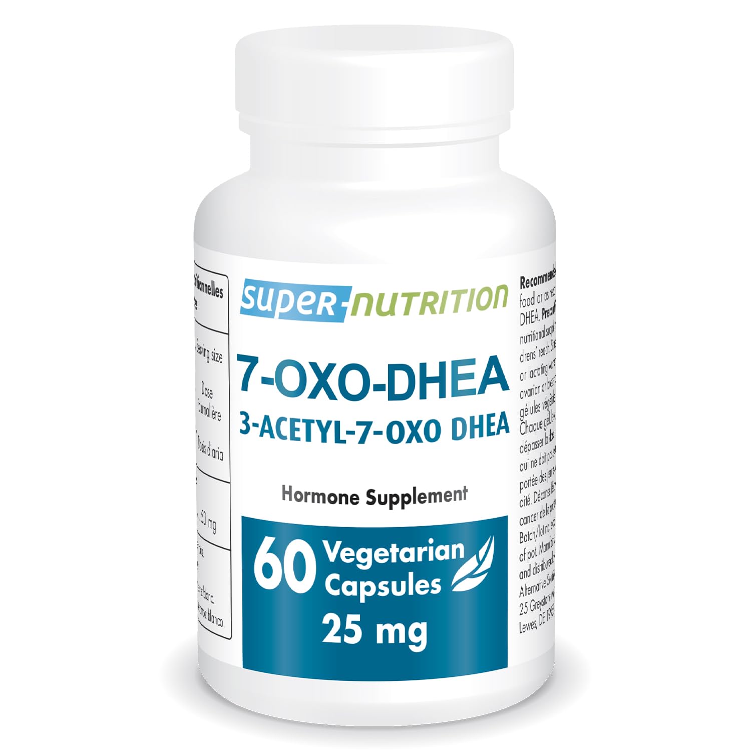 Supersmart 7-OXO DHEA 25 mg in a bottle with 60 vegetarian capsules (hero image)