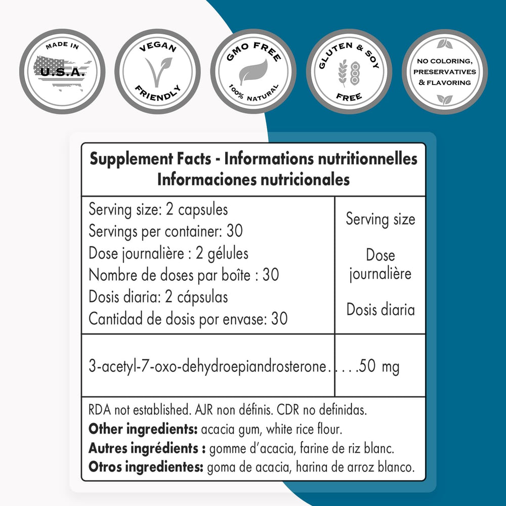 Close-up of 7-OXO DHEA 25 mg ingredient illustration