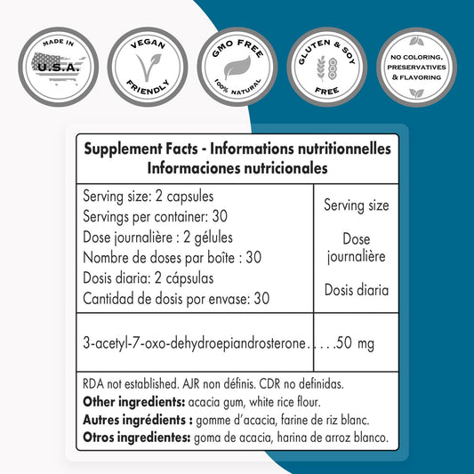 Close-up of 7-OXO DHEA 25 mg ingredient illustration
