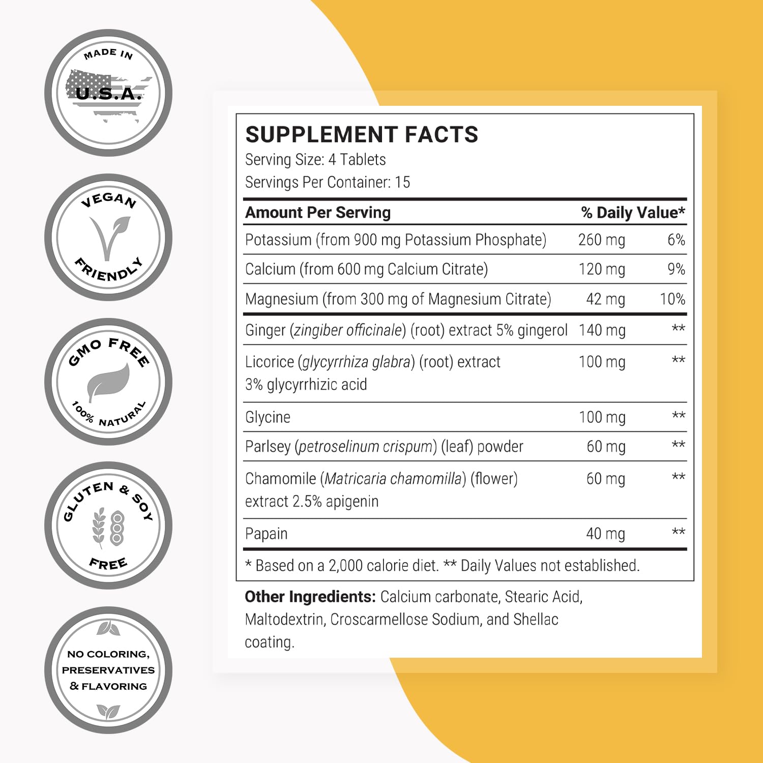 Illustration of key ingredients: potassium phosphate, calcium citrate, magnesium citrate