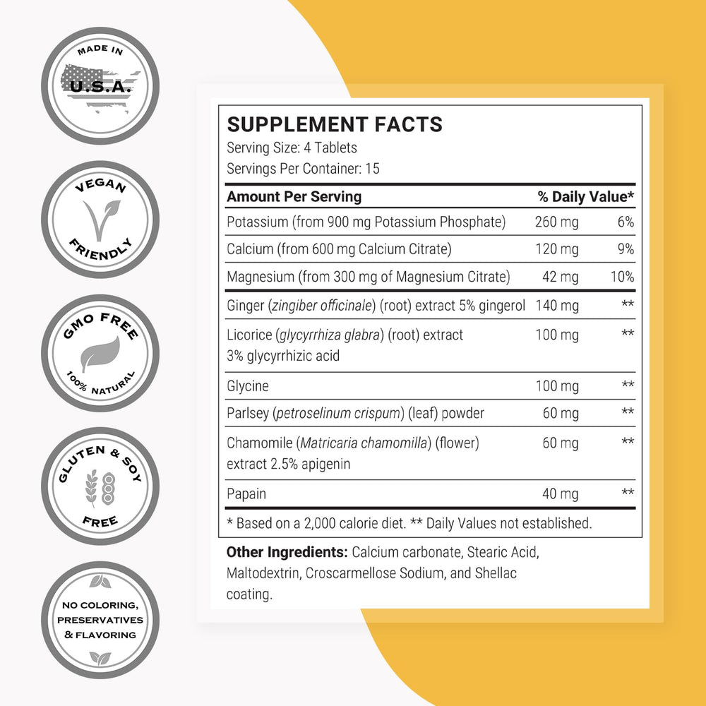 Illustration of key ingredients: potassium phosphate, calcium citrate, magnesium citrate