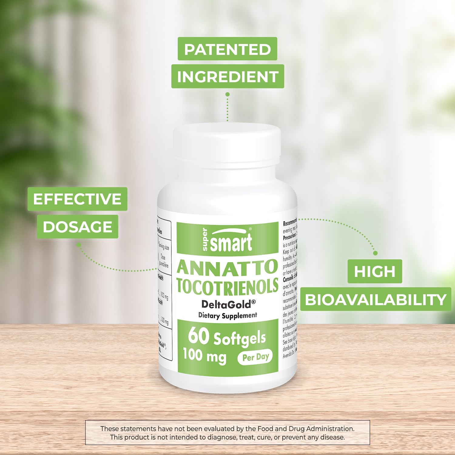 Product bottle back label with nutrition and ingredients