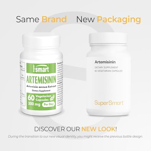Close-up of Supersmart Artemisinin bottle label showing 98% artemisinin potency